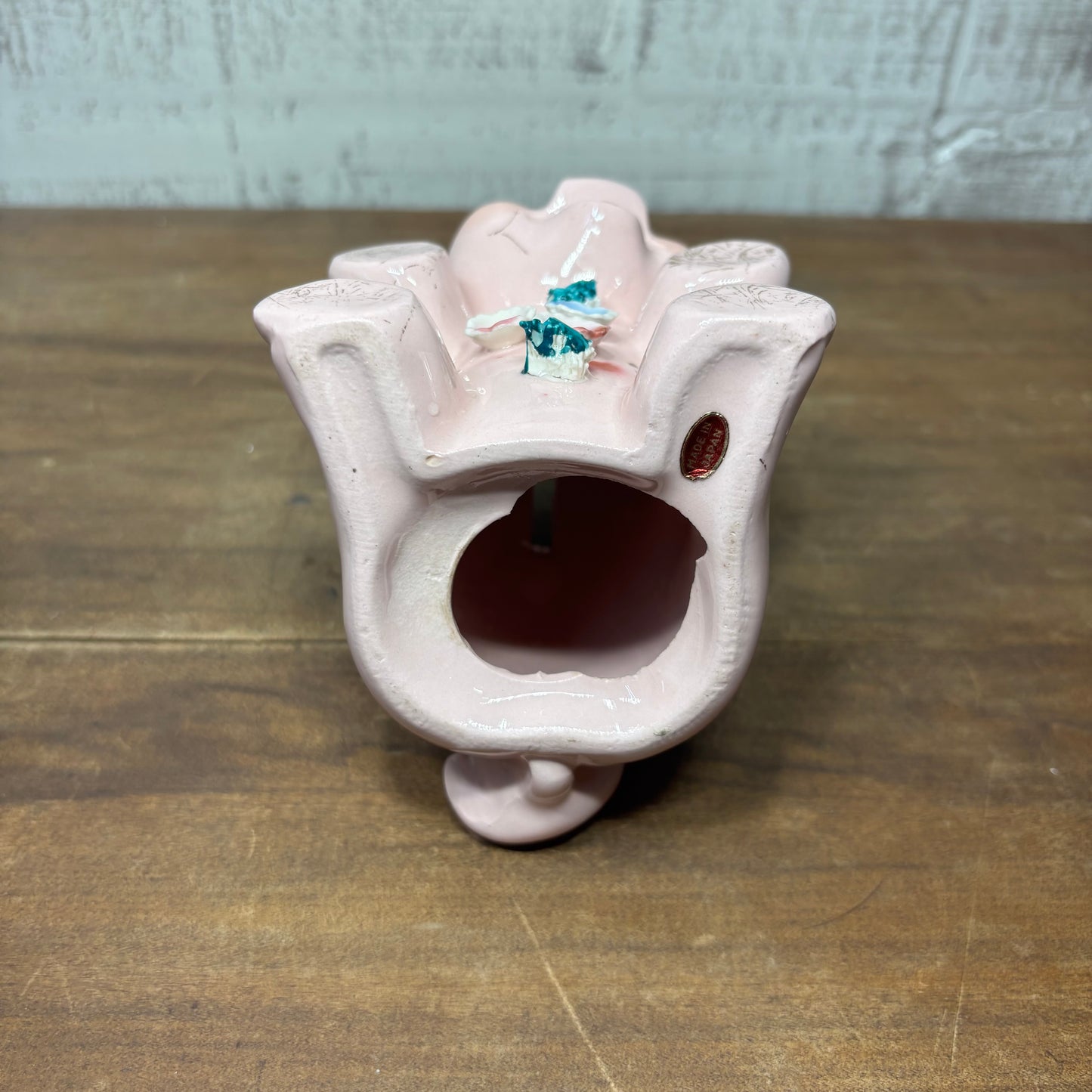 Vintage Porcelain Piggy Bank W/ Small Roses- No Stopper