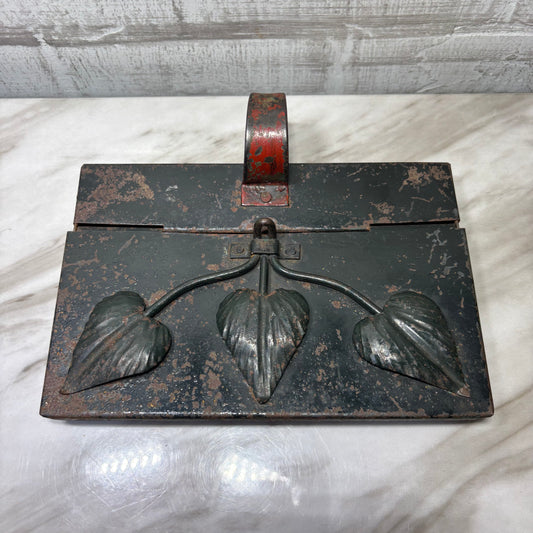 Vintage Metal Crumb Caddy or Wall Pocket with Leaf Design