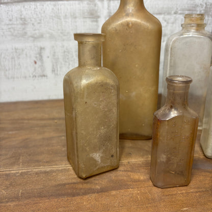 Antique Glass Bottles Set of 5 #1 Vintage Advertisement