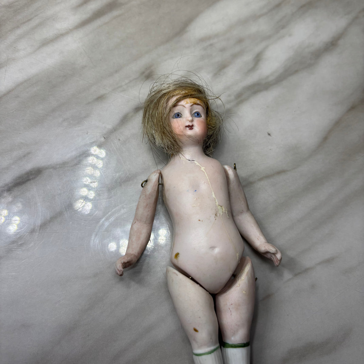 Antique All-Bisque Jointed Porcelain Doll 8098 1a