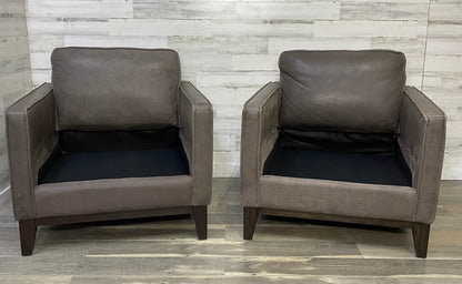 Set Of 2 Gray Leather Chairs
