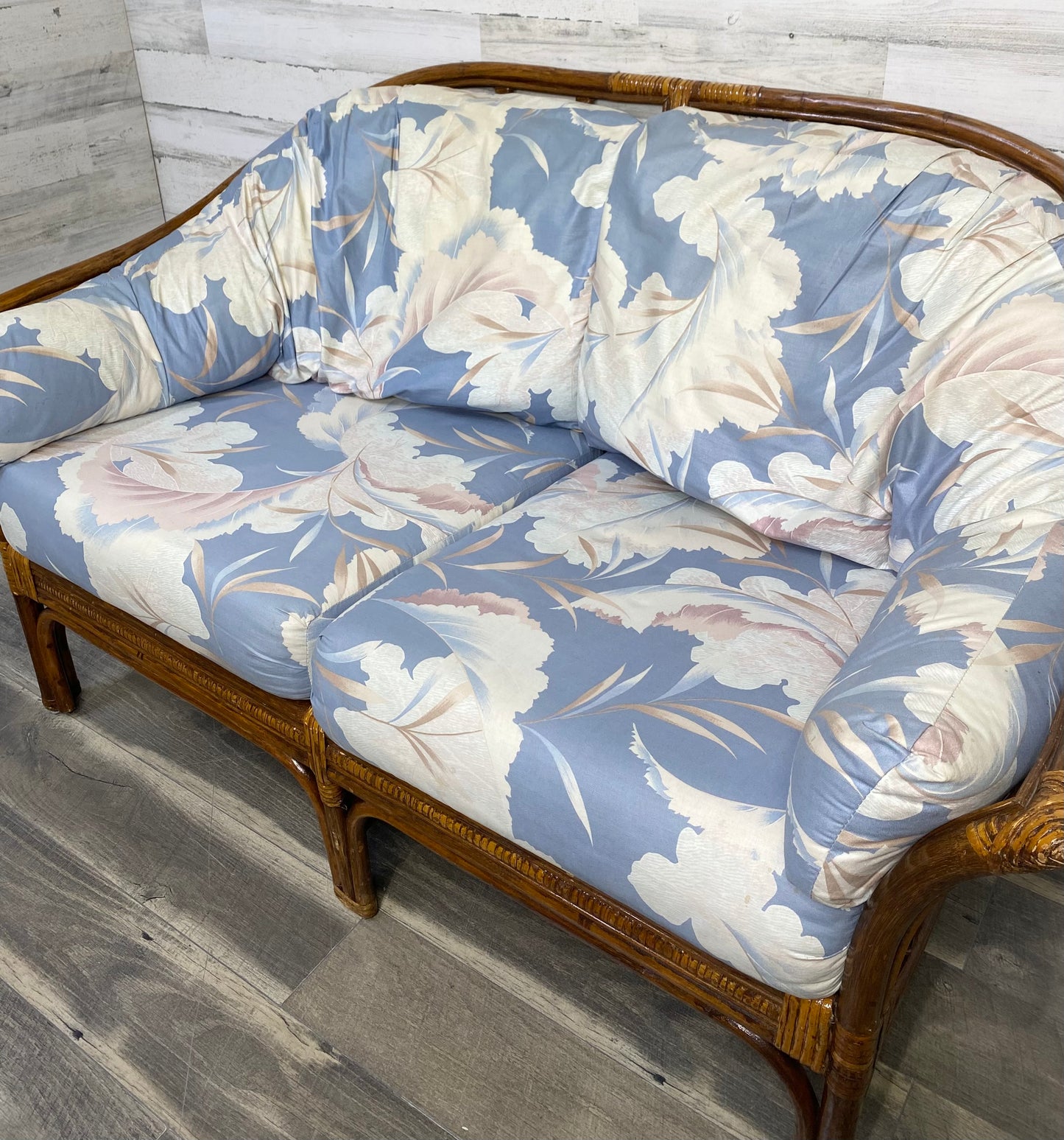 Vintage Rattan Bamboo Loveseat