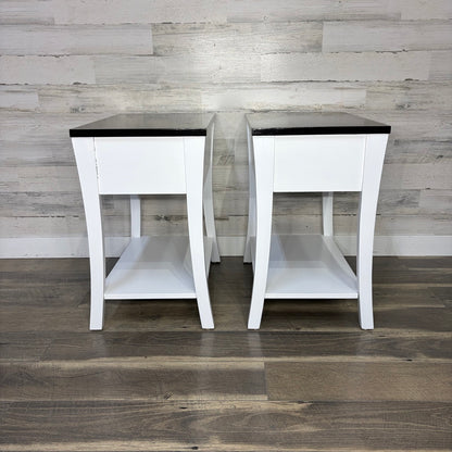 Refinished nightstands set of 2, white with black tops