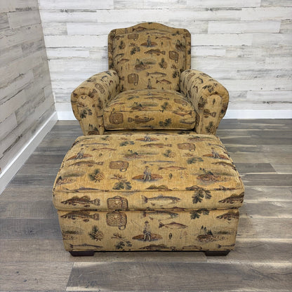 Custom Fishing Print Chair & Ottoman