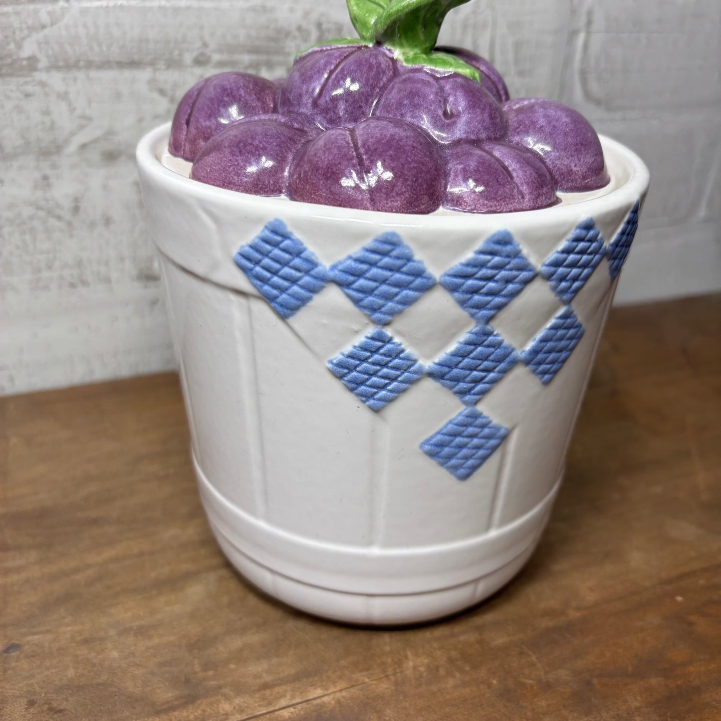Vintage Treasure Craft Hopscotch Fruit Ceramic Plum Canister