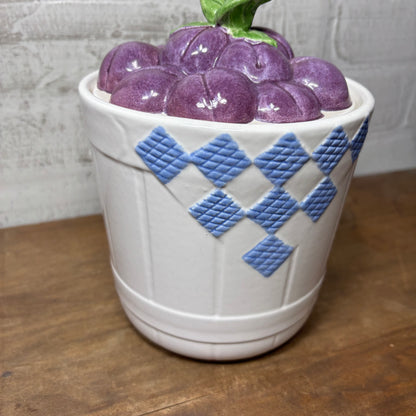 Vintage Treasure Craft Hopscotch Fruit Ceramic Plum Canister