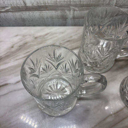 Vintage Paul Sebastian Clear Glass Mugs with Starburst Design