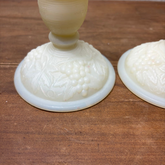 Vintage Imperial Milk Glass Candlestick Holders
