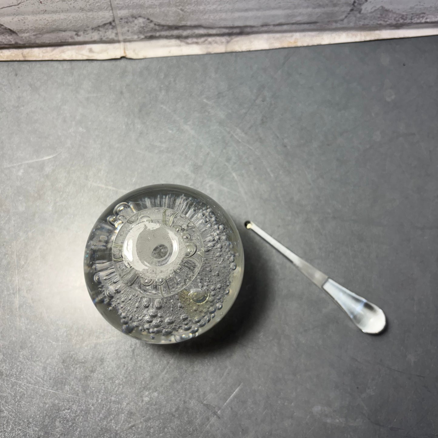 Karg Art Clear Iridescent Glass Perfume Bottle W/ Dauber