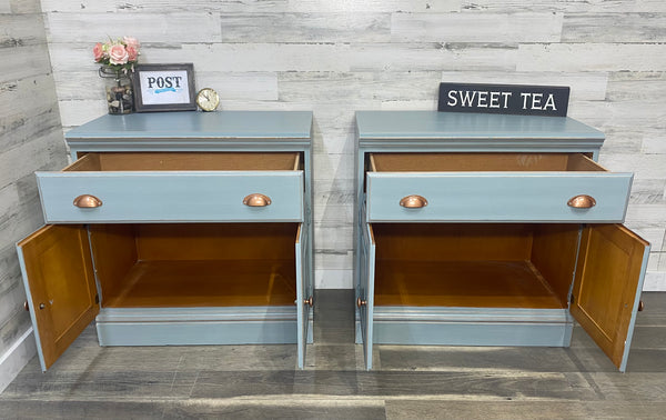 Set Of 2 XL Nightstands Blue Gray