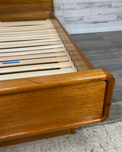 Mid Century Modern, Danish Style Teak Queen Platform Bed Frame