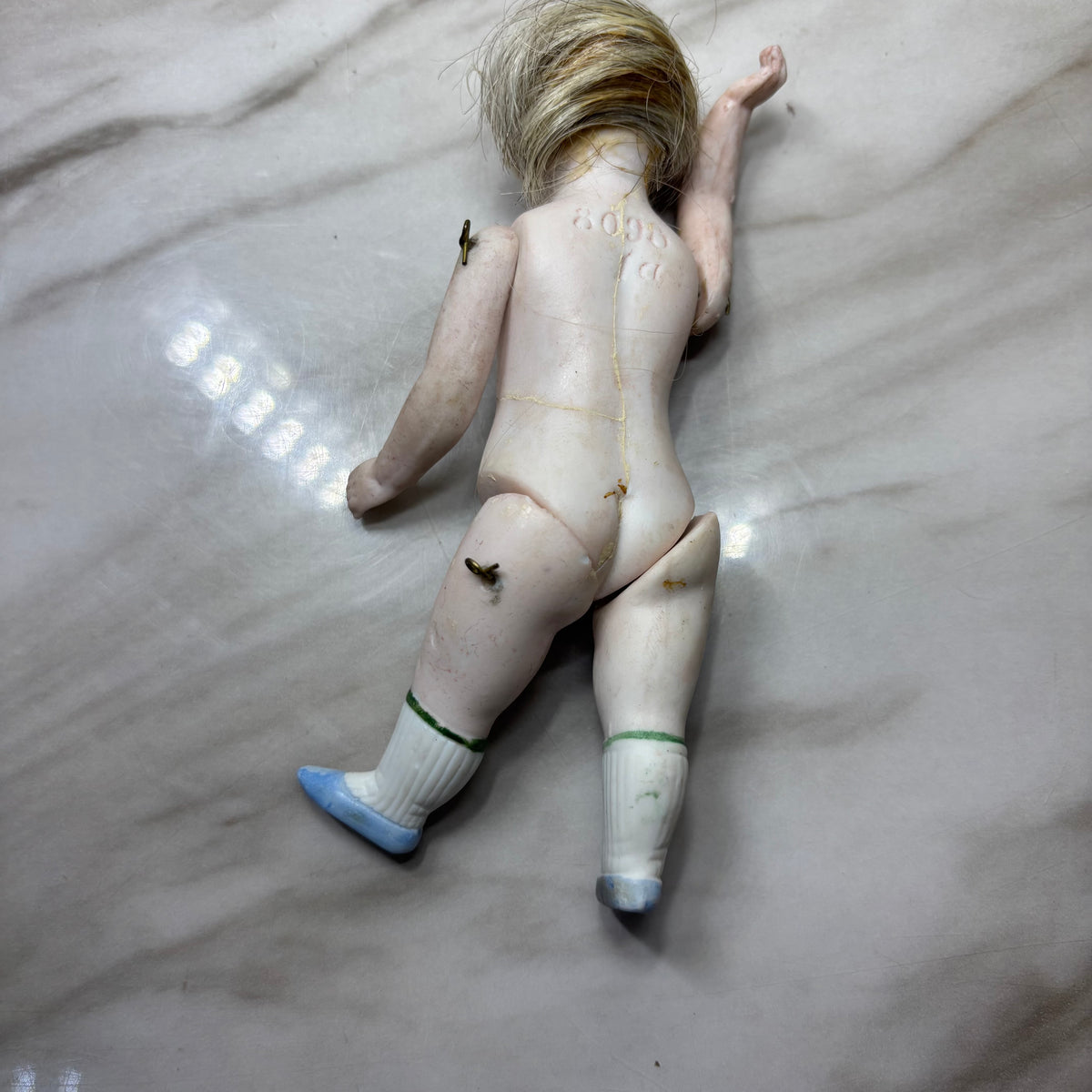 Antique All-Bisque Jointed Porcelain Doll 8098 1a