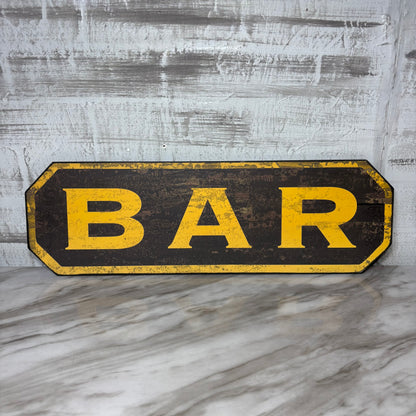 Rustic Yellow And Black Bar Sign
