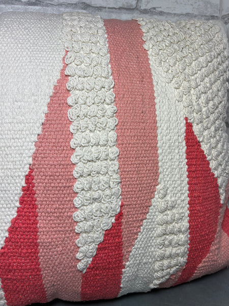 Modern Woven Tufted Pink Pillow