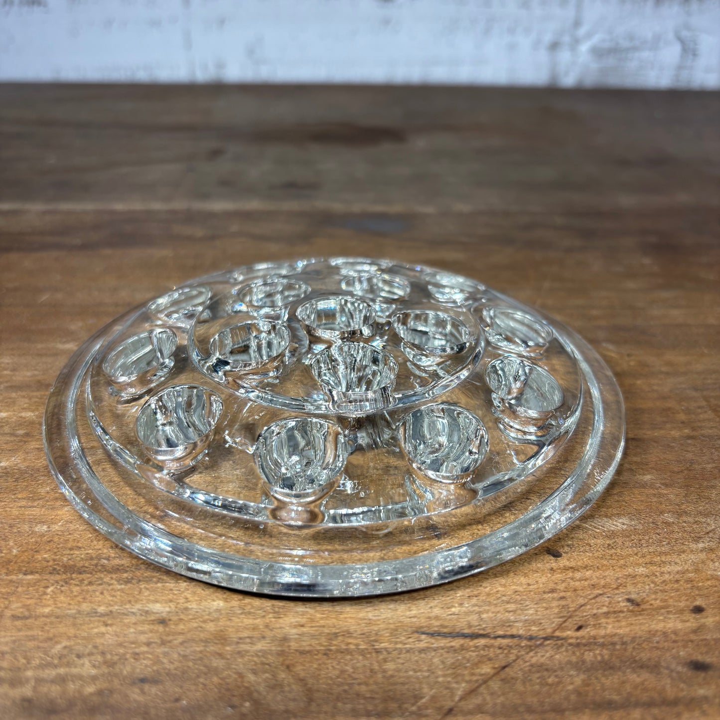 Vintage Glass Flower Frog 16 Holes