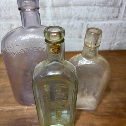 Antique Glass Bottle Set of 3 #6
