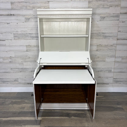 White Secretary Desk with Hutch China Hutch