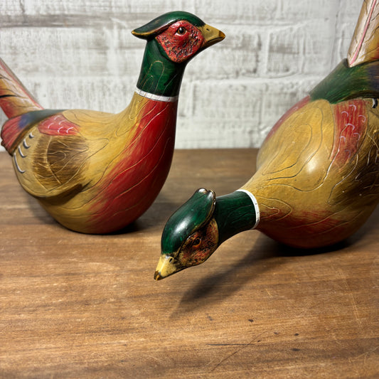 Vintage TII Collections Resin Pheasant Figurine Set Of Two