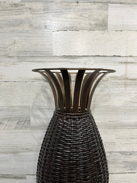 Woven Wicker Metal Decorative Vase