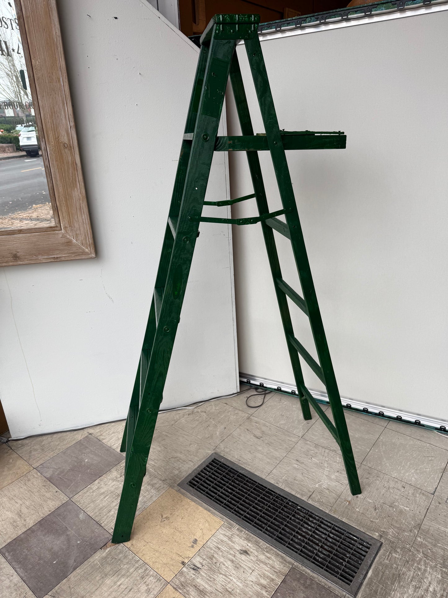 Vintage Green Wooden Ladder