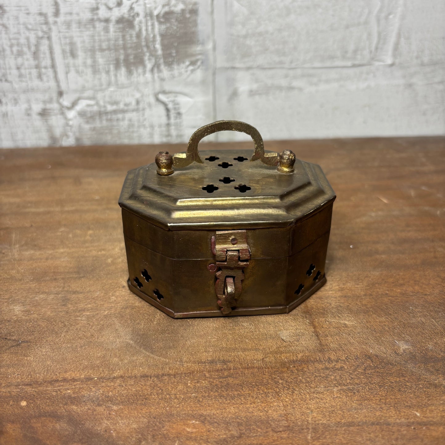 Vintage Brass Incense/ Trinket Box