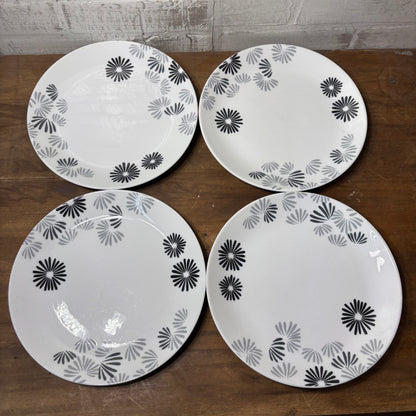 Cellar Whiteware Floral Design Dinner Plates Set Of 4