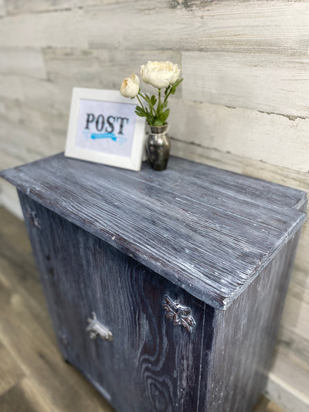 Small Antique Rustic Cabinet On Wheels