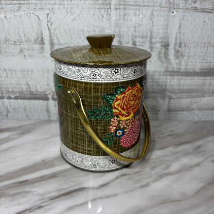 Vintage Murray Allen Canvas Rose Floral Tin Made in England