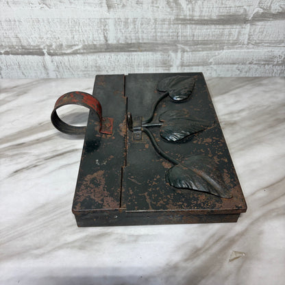 Vintage Metal Crumb Caddy or Wall Pocket with Leaf Design