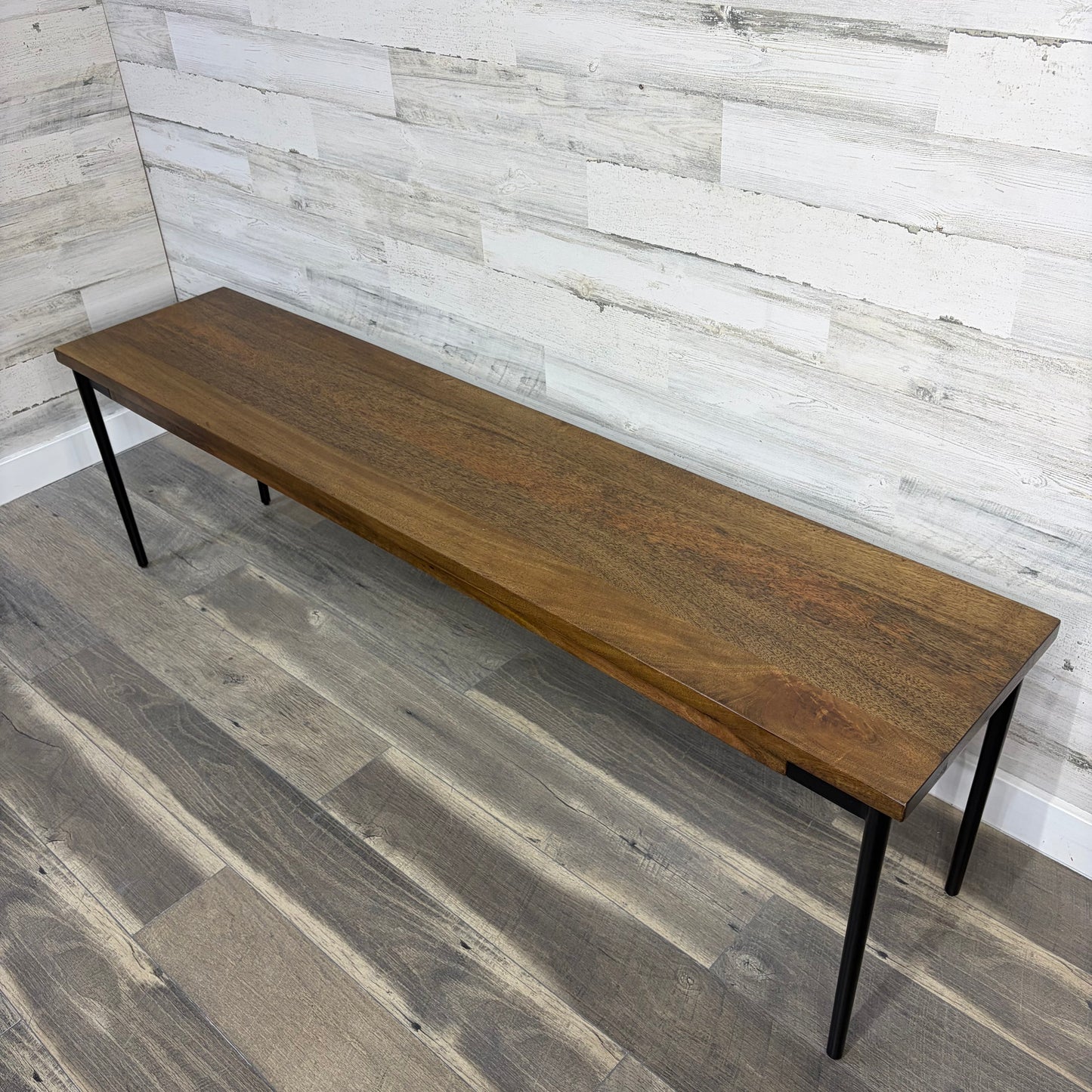 Mid Century Style Mango Wood Bench