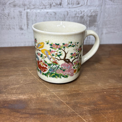 Vintage Satsuma Floral Bird Porcelain Mug