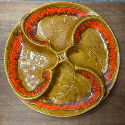 Mid Century Santa Anita Ware Divided Leaf Platter Dish