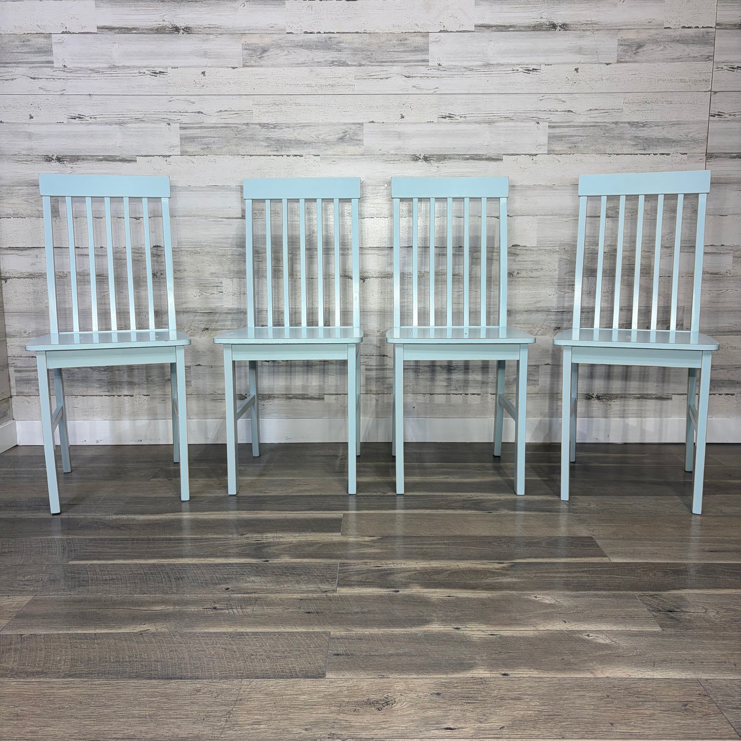 Set Of 4 Light Blue Dining Chairs