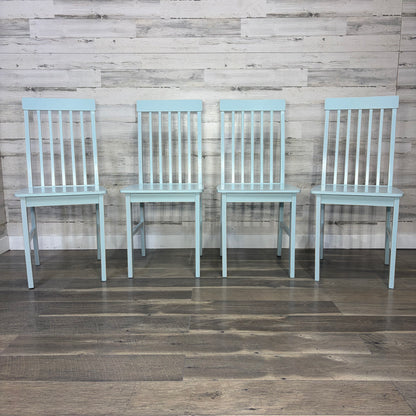 Set Of 4 Light Blue Dining Chairs