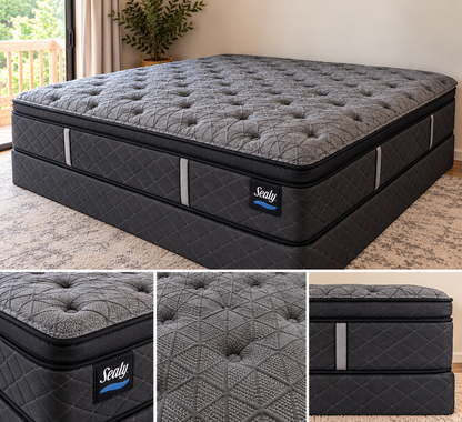 King Size Sealy Euro Pillowtop Mattress & Boxsprings