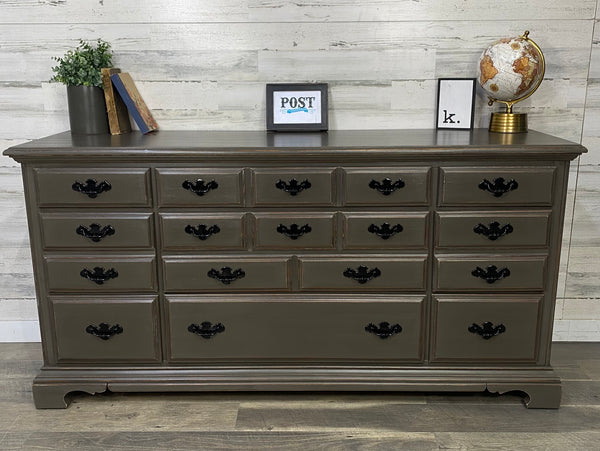 Gray/ Brown 9 Drawer Dresser