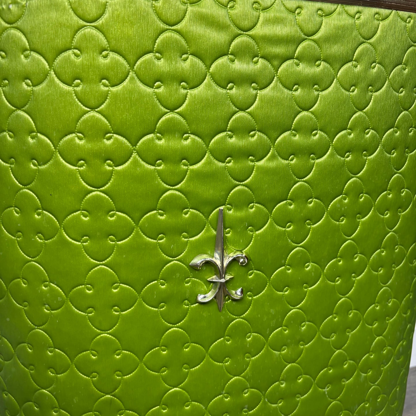 Vintage Green Vinyl Quilted Hamper