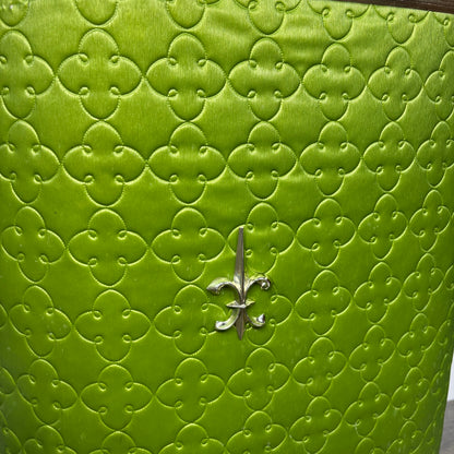 Vintage Green Vinyl Quilted Hamper
