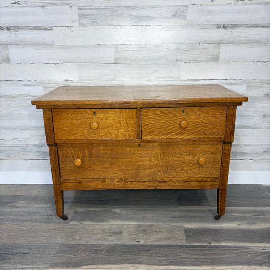 Low Antique Tiger Oak Dresser
