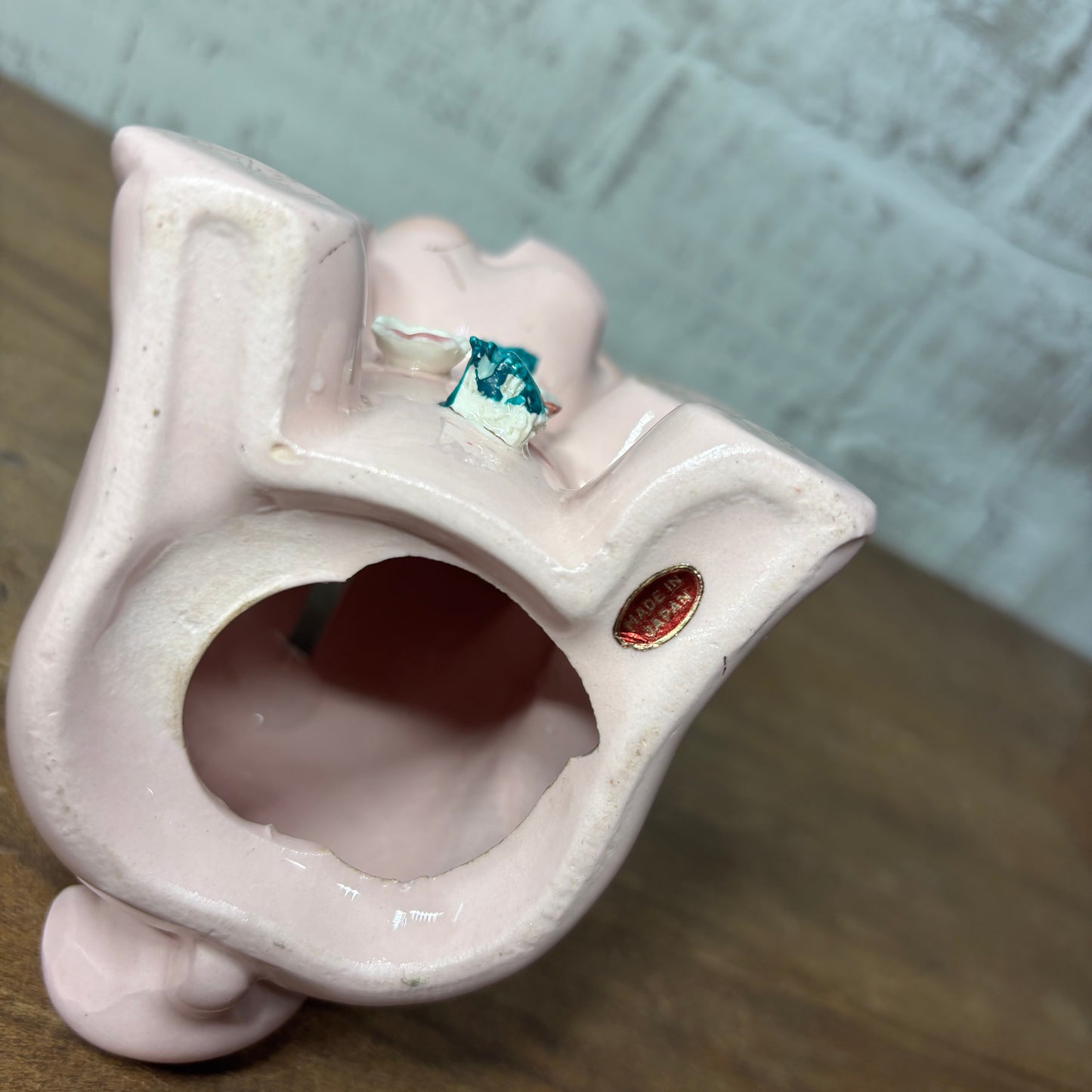 Vintage Porcelain Piggy Bank W/ Small Roses- No Stopper