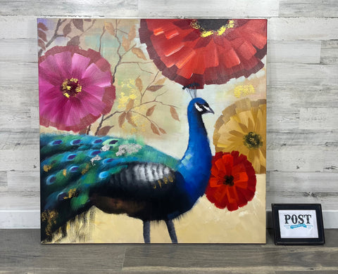Large Peacock Canvas Painting
