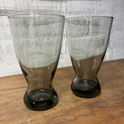 Mid Century Libbey Smoke Gray Pilsner Glasses Set Of 2