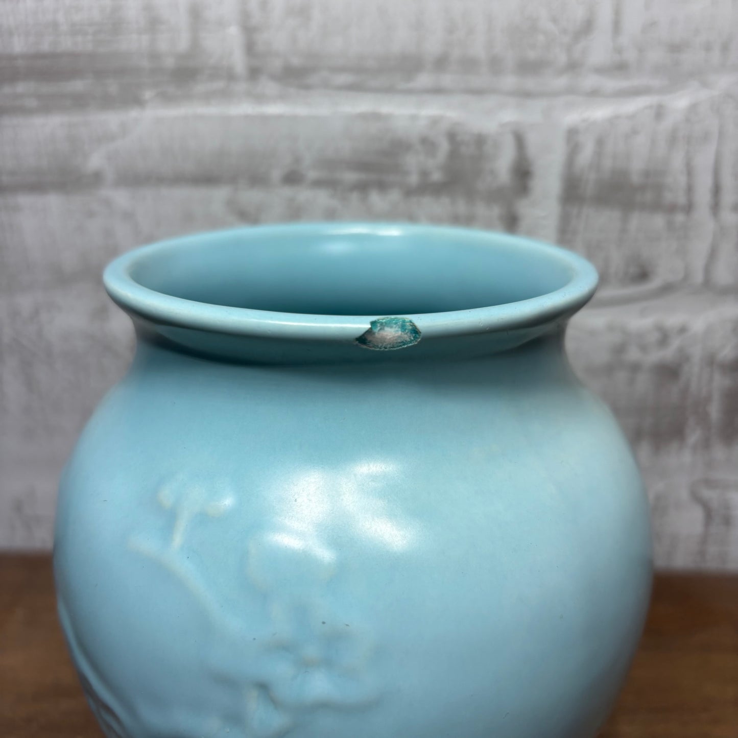 Vintage Baby Blue Poppy Trail Vase