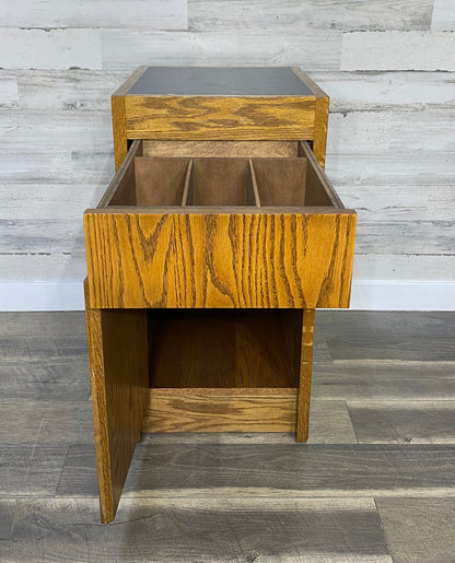 Small Oak Office End Table Cabinet