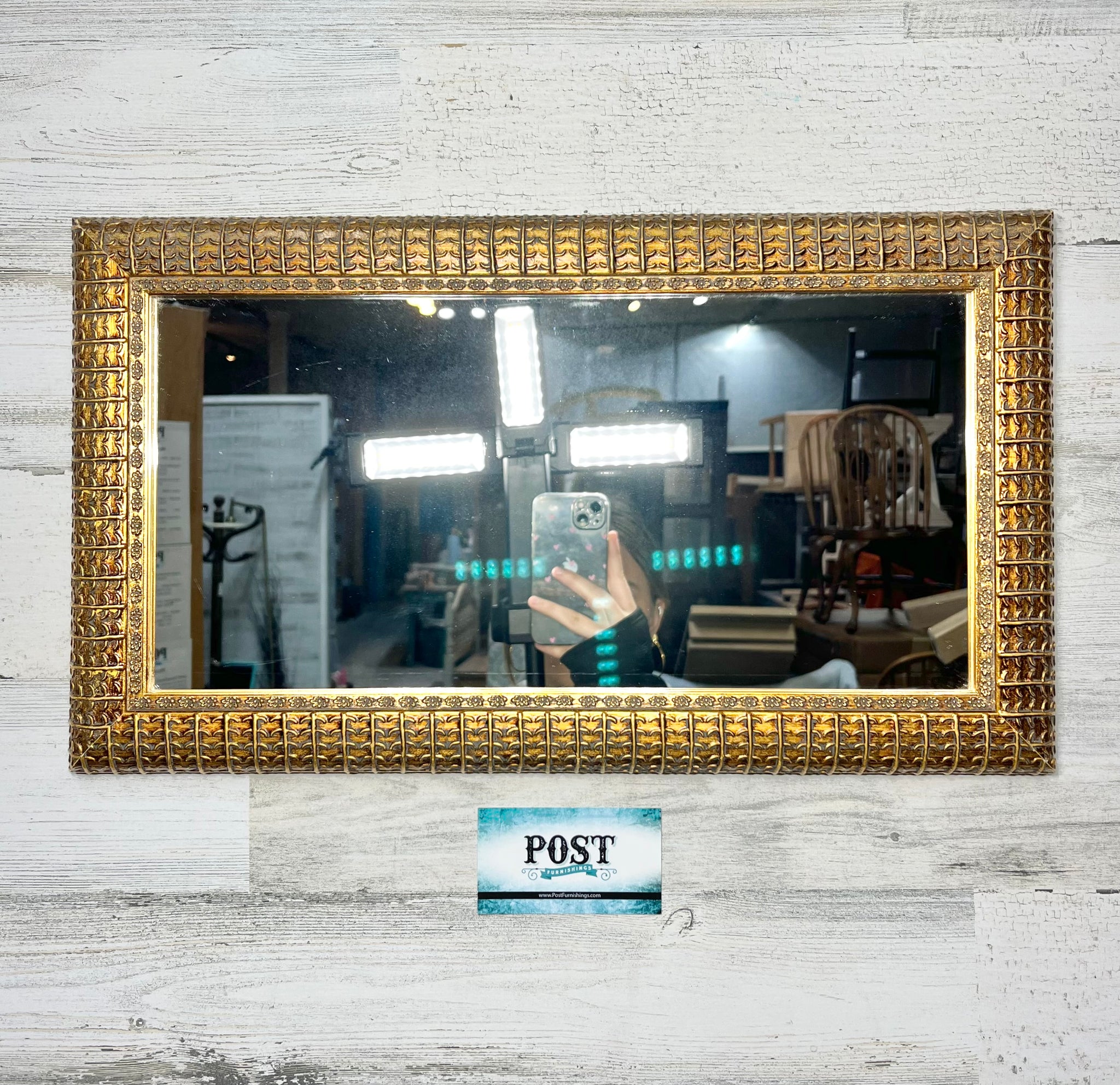 Gold Textured Rectangular Mirror