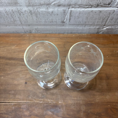 Vintage Etched Wine Glass Set Of Two