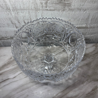 Vintage Crystal Glass Pedestal Compote Bowl