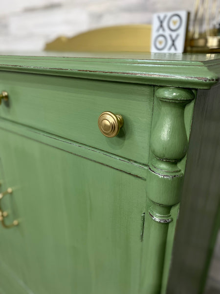 Green 7 Drawer Antique Dresser