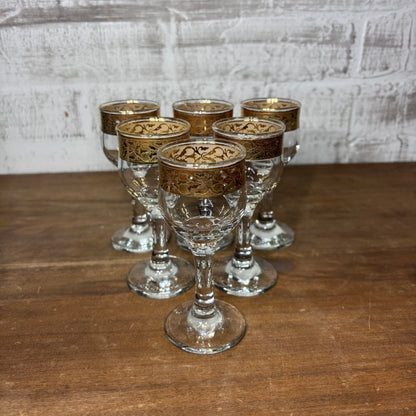Cristalleria Fratelli Fumo Gold Rim Small Wine Glasses Set Of 6