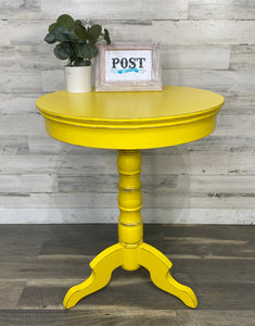 Bright Yellow Round Side Table